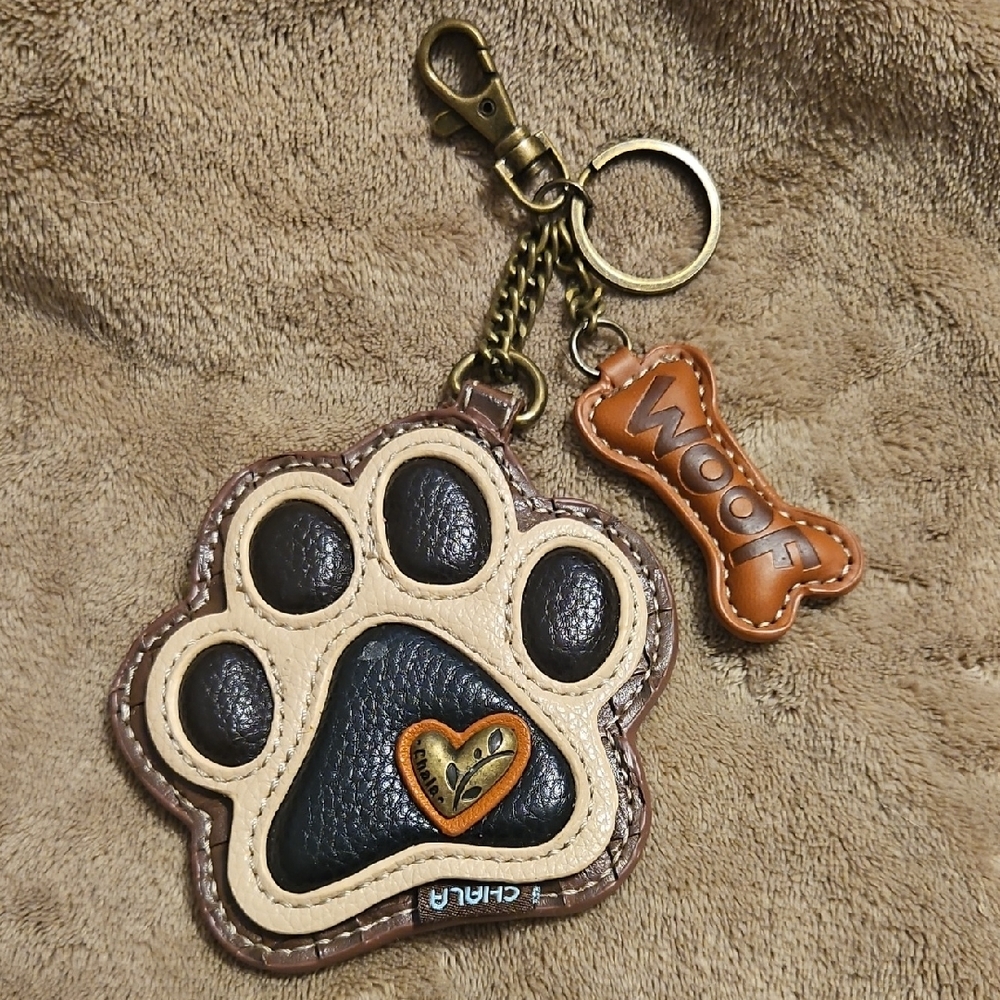 Chala Paw Print Keychain - Black and Tan